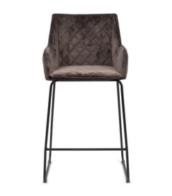 Meubels Voor Thuis 37 Riviera Maison Barkruk Met Rugleuning - Isco Drive Counter Stool - Velvet - Antraciet Grijs