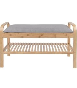 Leitmotiv Bank Arch - Bamboe Met Grijze Stof - 90x33x50cm 8 Leitmotiv Bank Arch - Bamboe Met Grijze Stof - 90x33x50cm -Meubels Voor Thuis 04e0243589cf4609a17a7650c514a876