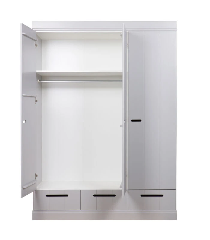 WOOOD Connect Kast 3-Deurs Met Lade - Grenen - Betongrijs - 195x140x53 3 WOOOD Connect Kast 3-Deurs Met Lade - Grenen - Betongrijs - 195x140x53 - Afbeelding 3