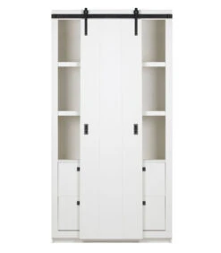 VTwonen Slide Kast Barn - Bezaagd Grenen - Wit - 230x122x37 -Meubels Voor Thuis 066b1f5bb23746cdbd5cbd93265b8bde