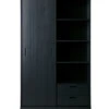 WOOOD Move Schuifdeurkast - Grenen - Zwart - 200x120x42