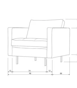 BePureHome Fauteuil Rodeo Classic - Velvet - Khaki - 83x98x88 -Meubels Voor Thuis 236a7a169f024211928c3119f6fee957