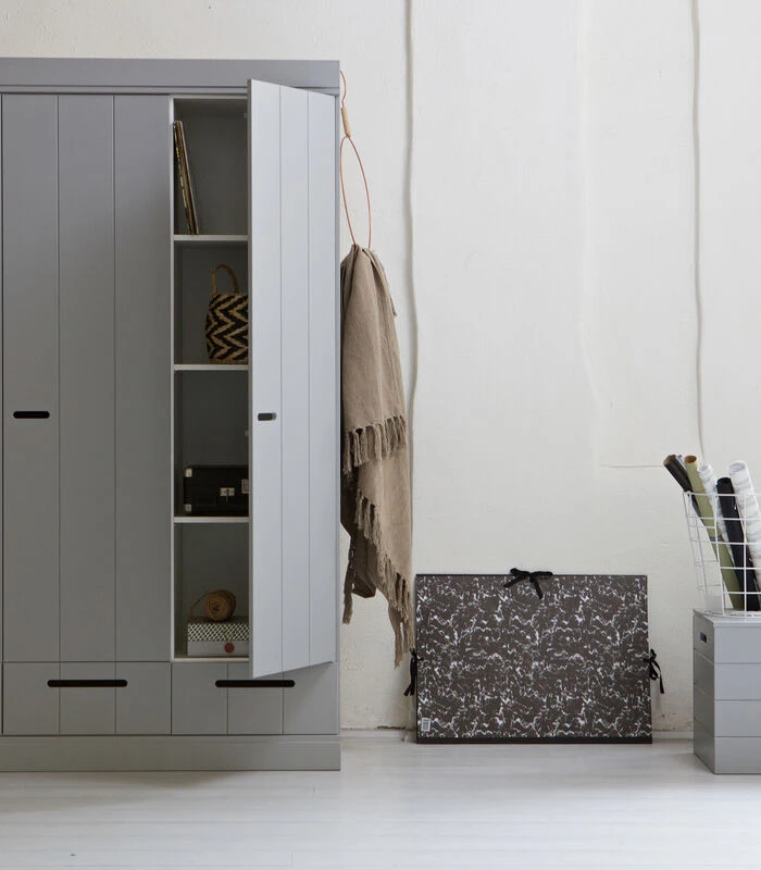 WOOOD Connect Kast 3-Deurs Met Lade - Grenen - Betongrijs - 195x140x53 4 WOOOD Connect Kast 3-Deurs Met Lade - Grenen - Betongrijs - 195x140x53 - Afbeelding 4