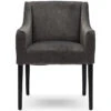 Eetkamerstoel Met Armleuning, Zwarte Poten - Savile Row Dining Armchair - Berkshire - Elephant Grijs - 1 Stuk
