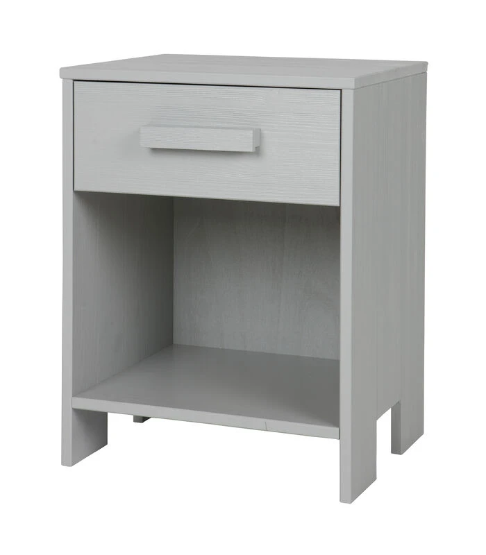 WOOOD Dennis Nachtkastje - Grenen Geborsteld - Betongrijs - 52x39x36 2 WOOOD Dennis Nachtkastje - Grenen Geborsteld - Betongrijs - 52x39x36 - Afbeelding 2