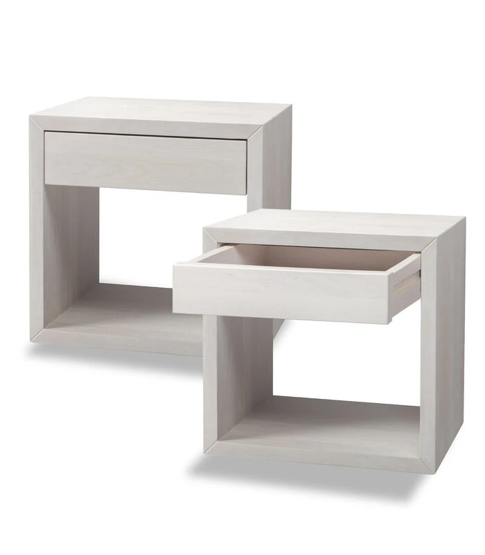 2 X Zwevend Nachtkastje HUGO Met Lade In Berkenhout 1 2 X Zwevend Nachtkastje HUGO Met Lade In Berkenhout