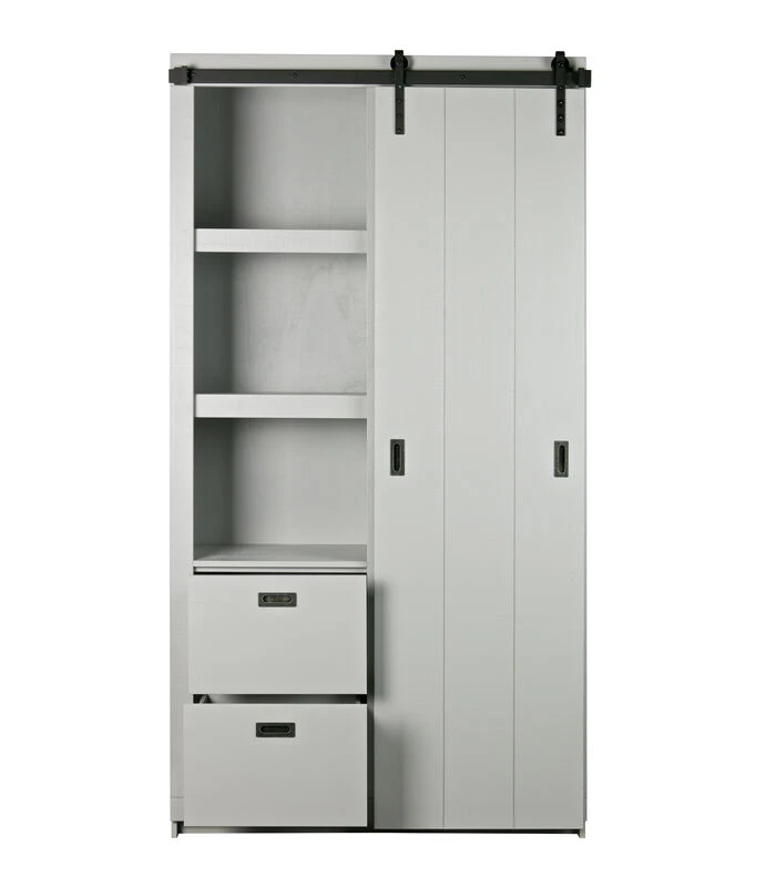 VTwonen Slide Barn Kast - Bezaagd Grenen - Betongrijs - 230x122x37 3 VTwonen Slide Barn Kast - Bezaagd Grenen - Betongrijs - 230x122x37 - Afbeelding 3