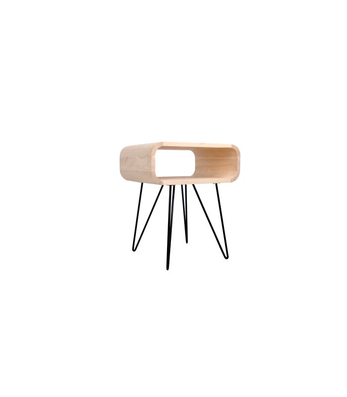 Metro End Tafel Licht Hout/ Zwarte Poten 1 Metro End Tafel Licht Hout/ Zwarte Poten