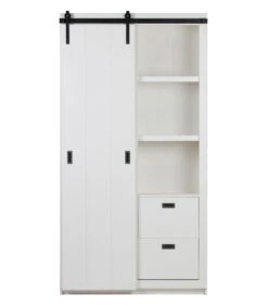 VTwonen Slide Kast Barn - Bezaagd Grenen - Wit - 230x122x37