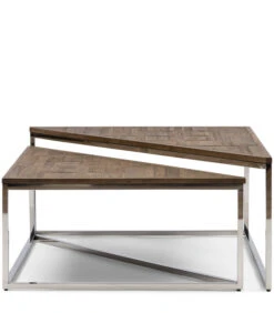 Salontafel Industrieel - Leccy Triangle Coffee Table Set Of 2 - Bruin