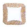 Buitenkussen In Wit Met Raffia-effect En Franjes