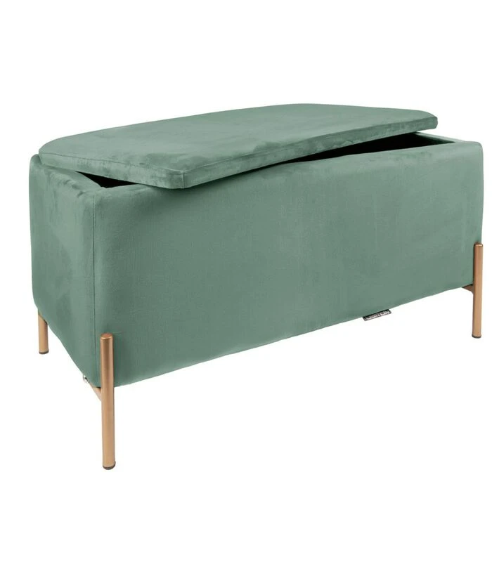 Leitmotiv Bank Snog XL - Velvet Jade Groen, Goud Geverfde Poten - 90x45x45cm 1 Leitmotiv Bank Snog XL - Velvet Jade Groen, Goud Geverfde Poten - 90x45x45cm