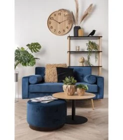 Leitmotiv Poef W. Wood Rim - Velvet Jeans Blauw - Large - 50x30cm 6 Leitmotiv Poef W. Wood Rim - Velvet Jeans Blauw - Large - 50x30cm -Meubels Voor Thuis 3bf3e124901d468daf789bfea0d8f469