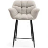 Riviera Maison Barkruk Met Rugleuning - Carnaby Counter Chair Mouliné - Linnen - Naturel