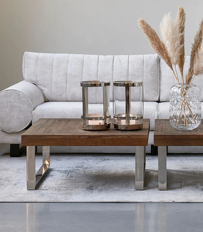 Salontafel Industrieel - Washington Table - 90x90 Cm - Zilver 2 Salontafel Industrieel - Washington Table - 90x90 Cm - Zilver - Afbeelding 2