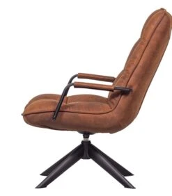 WOOOD Jouke Draaifauteuil Met Armleuning - Kunstleer - Cognac - 96x70x85 -Meubels Voor Thuis 4398fc2530ac461d98e5c8ec4444bac4