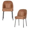 BePureHome Vogue Eetkamerstoel - Leer - Cognac - Set Van 2