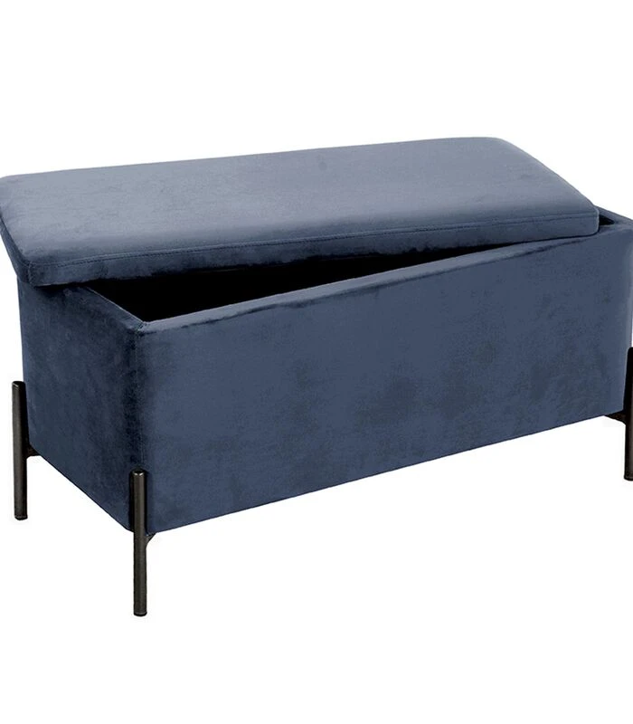 Leitmotiv Bank Snog XL - Velvet Donkerblauw, Mat Zwarte Poten - 90x45x45cm 3 Leitmotiv Bank Snog XL - Velvet Donkerblauw, Mat Zwarte Poten - 90x45x45cm - Afbeelding 3