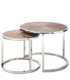 Meubels Voor Thuis 27 Bijzettafel Rond - Greenwich Table - Set Van 2 Stuks - Zilver