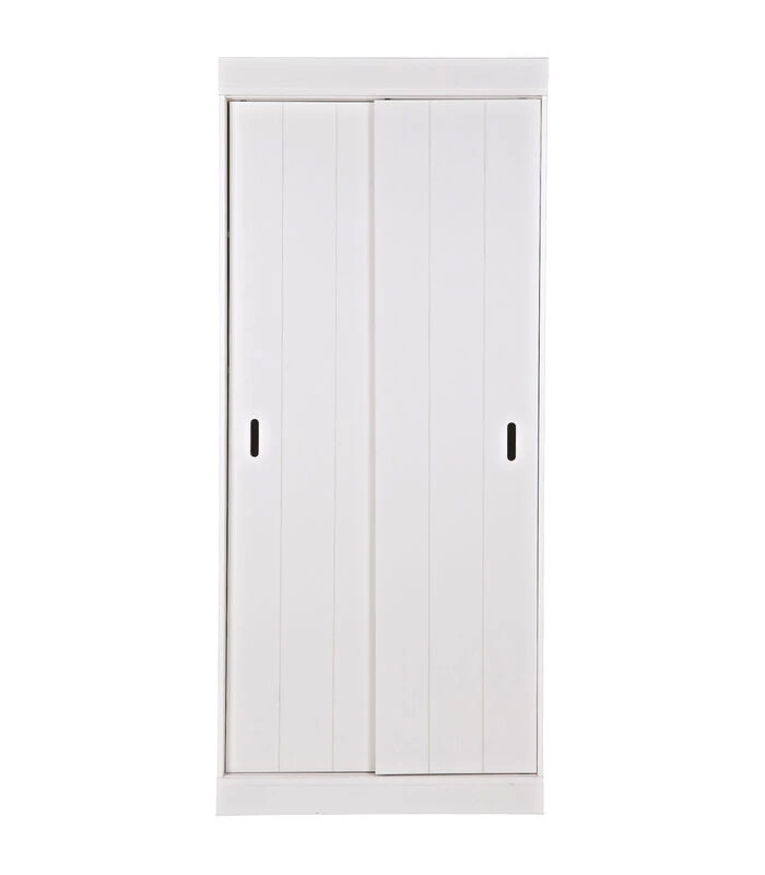 WOOOD Plankenkast Met Schuifdeuren Row - Grenen - Wit - 195x85x44 1 WOOOD Plankenkast Met Schuifdeuren Row - Grenen - Wit - 195x85x44