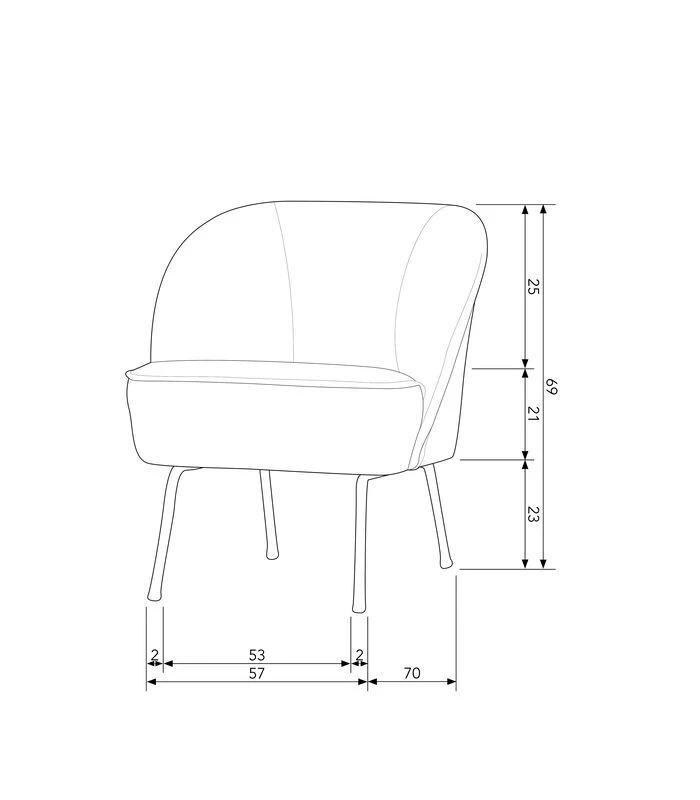 BePureHome Vogue Fauteuil - 69x57x70 2 BePureHome Vogue Fauteuil - 69x57x70 - Afbeelding 2