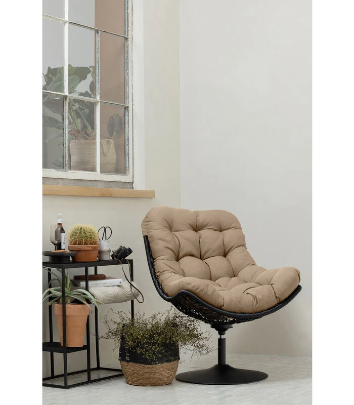 Draaifauteuil Buiten Vive - Rattan - Zand/Zwart - 37x63x46 2 Draaifauteuil Buiten Vive - Rattan - Zand/Zwart - 37x63x46 - Afbeelding 2