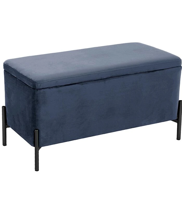 Leitmotiv Bank Snog XL - Velvet Donkerblauw, Mat Zwarte Poten - 90x45x45cm 4 Leitmotiv Bank Snog XL - Velvet Donkerblauw, Mat Zwarte Poten - 90x45x45cm - Afbeelding 4