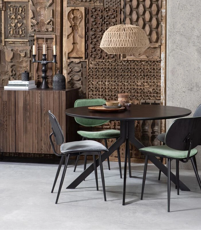 WOOOD Jackie Eetkamerstoel - Fluweel - Groen - Set Van 2 2 WOOOD Jackie Eetkamerstoel - Fluweel - Groen - Set Van 2 - Afbeelding 2