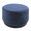Leitmotiv Poef W. Wood Rim - Velvet Jeans Blauw - Large - 50x30cm