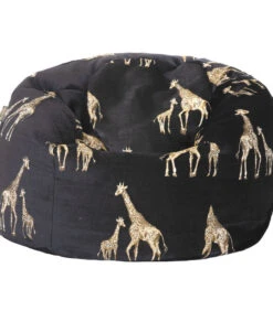 XL Poef Met Goud Geborduurde Giraffen