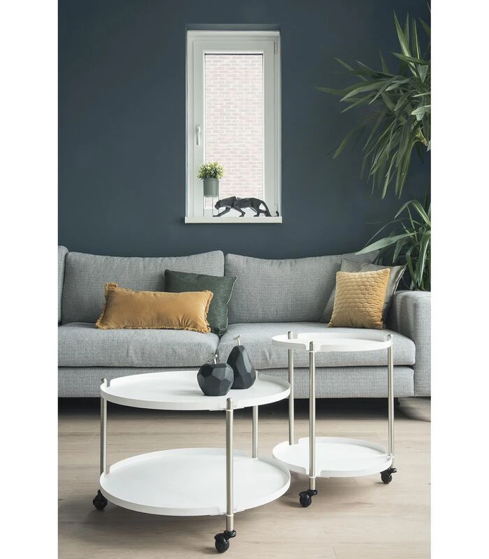 Leitmotiv Salontafel Thrill - Staal Nikkel Wit - 60x40cm 2 Leitmotiv Salontafel Thrill - Staal Nikkel Wit - 60x40cm - Afbeelding 2