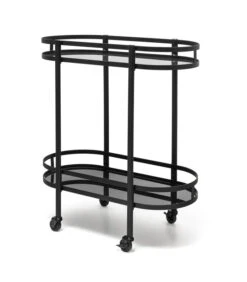 Serveerwagen 71x32xH79cm 2 Lagen Zwart Bar