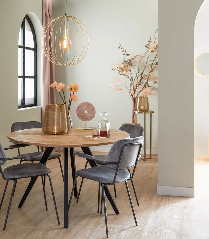 Eettafel Magnifera - Hout/Zwart - Ø120cm 2 Eettafel Magnifera - Hout/Zwart - Ø120cm - Afbeelding 2