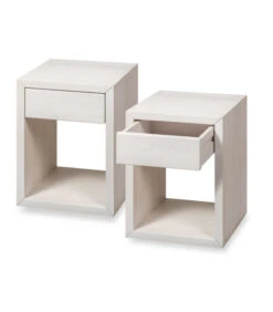 Meubels Voor Thuis 21 2 X Zwevend Nachtkastje HUGO Met Kleine Lade In Berkenhout