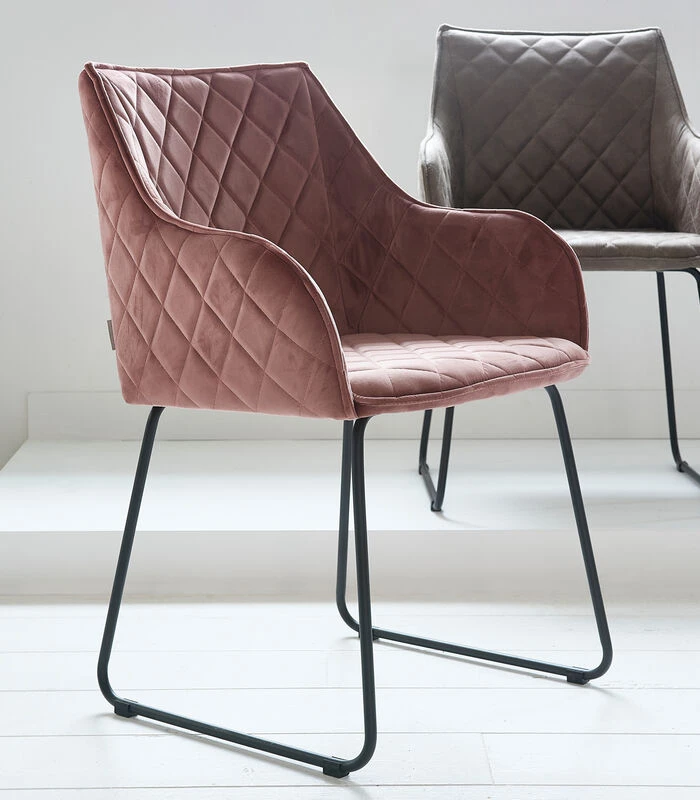 Eetkamerstoel Met Armleuning - Isco Drive Dining Armchair - Velvet - Roze 2 Eetkamerstoel Met Armleuning - Isco Drive Dining Armchair - Velvet - Roze - Afbeelding 2