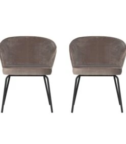 BePureHome Admit Eetkamerstoel - Fluweel - Khaki - Set Van 2