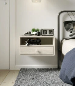 Zwevend Nachtkastje HOPE Met Knop, Berkenhout