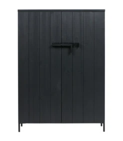 WOOOD Bruut Kast 2-Deurs - Geborsteld Grenen - Zwart - 140,5x100x41,5