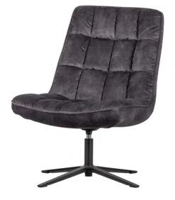 WOOOD Job Draaifauteuil - Velvet - Antraciet - 101x70x85