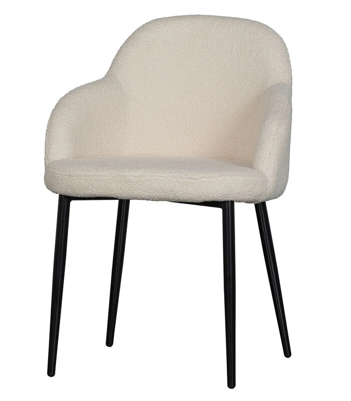 WOOOD Eetkamerstoel Noortje - Teddy - Wit - Set Van 2 2 WOOOD Eetkamerstoel Noortje - Teddy - Wit - Set Van 2 - Afbeelding 2