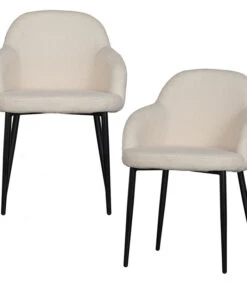 WOOOD Eetkamerstoel Noortje - Teddy - Wit - Set Van 2