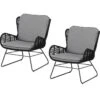 Loungestoel Outdoor Grace - Staal/Touw - Antraciet - Set Van 2