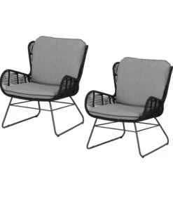Loungestoel Outdoor Grace - Staal/Touw - Antraciet - Set Van 2