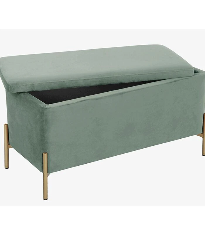 Leitmotiv Bank Snog XL - Velvet Jade Groen, Goud Geverfde Poten - 90x45x45cm 2 Leitmotiv Bank Snog XL - Velvet Jade Groen, Goud Geverfde Poten - 90x45x45cm - Afbeelding 2