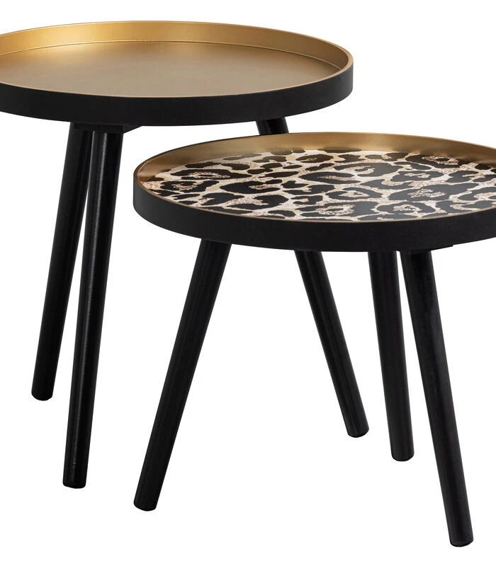 WOOOD Esma Bijzettafel - MDF/Grenen - Panterprint - 34x41x41 4 WOOOD Esma Bijzettafel - MDF/Grenen - Panterprint - 34x41x41 - Afbeelding 4