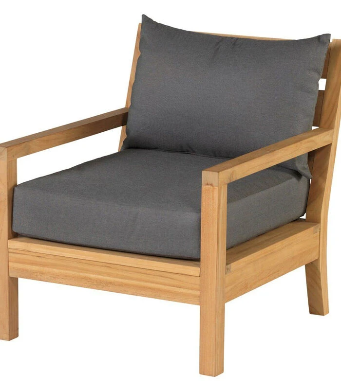 Loungestoel Tuin St. Peter - Teak - Grijs - 80x70x80 1 Loungestoel Tuin St. Peter - Teak - Grijs - 80x70x80