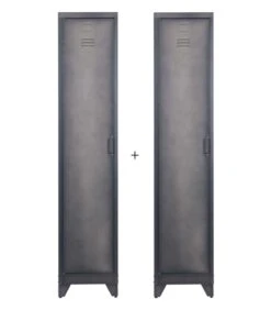 WOOOD Cas Lockerkast 1-Deurs - Metaal - Zwart - Set Van 2