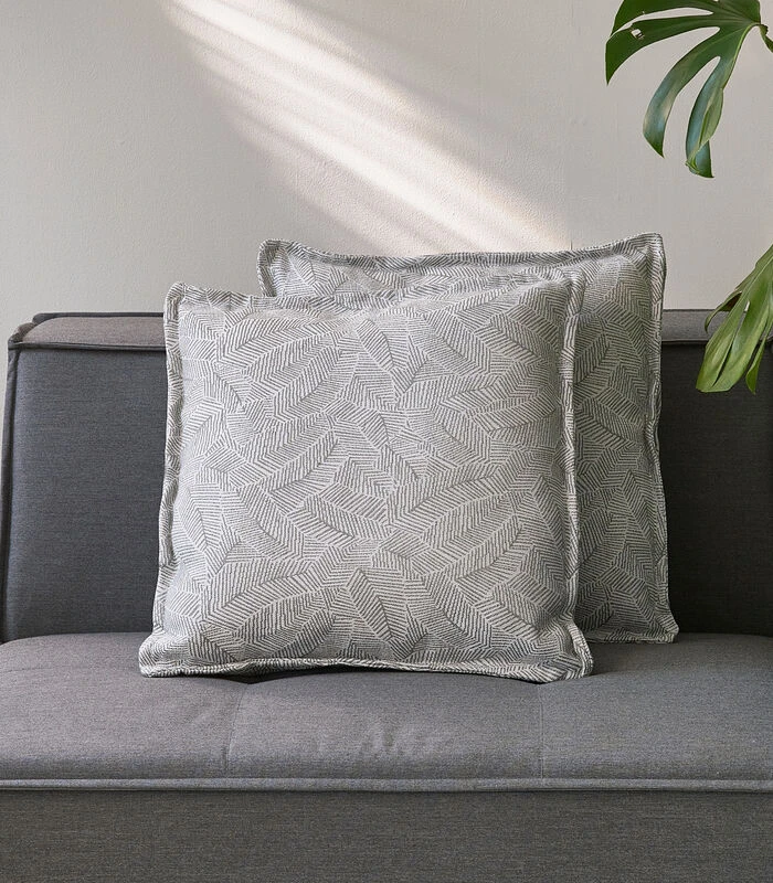 Bellagio Outdoor Box Cushion 50x50 Set Of 2,chanvre Botanique,argenté 2 Bellagio Outdoor Box Cushion 50x50 Set Of 2,chanvre Botanique,argenté - Afbeelding 2