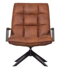 WOOOD Jouke Draaifauteuil Met Armleuning - Kunstleer - Cognac - 96x70x85