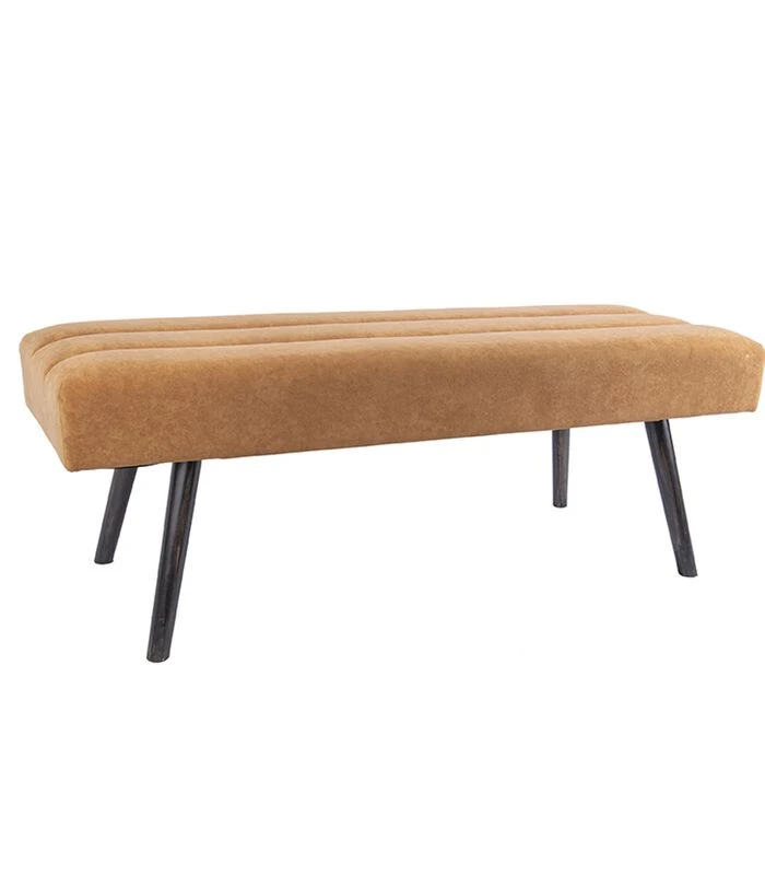 Leitmotiv Bank Explicit - Suede Look Okergeel - 121x41x43cm 1 Leitmotiv Bank Explicit - Suede Look Okergeel - 121x41x43cm